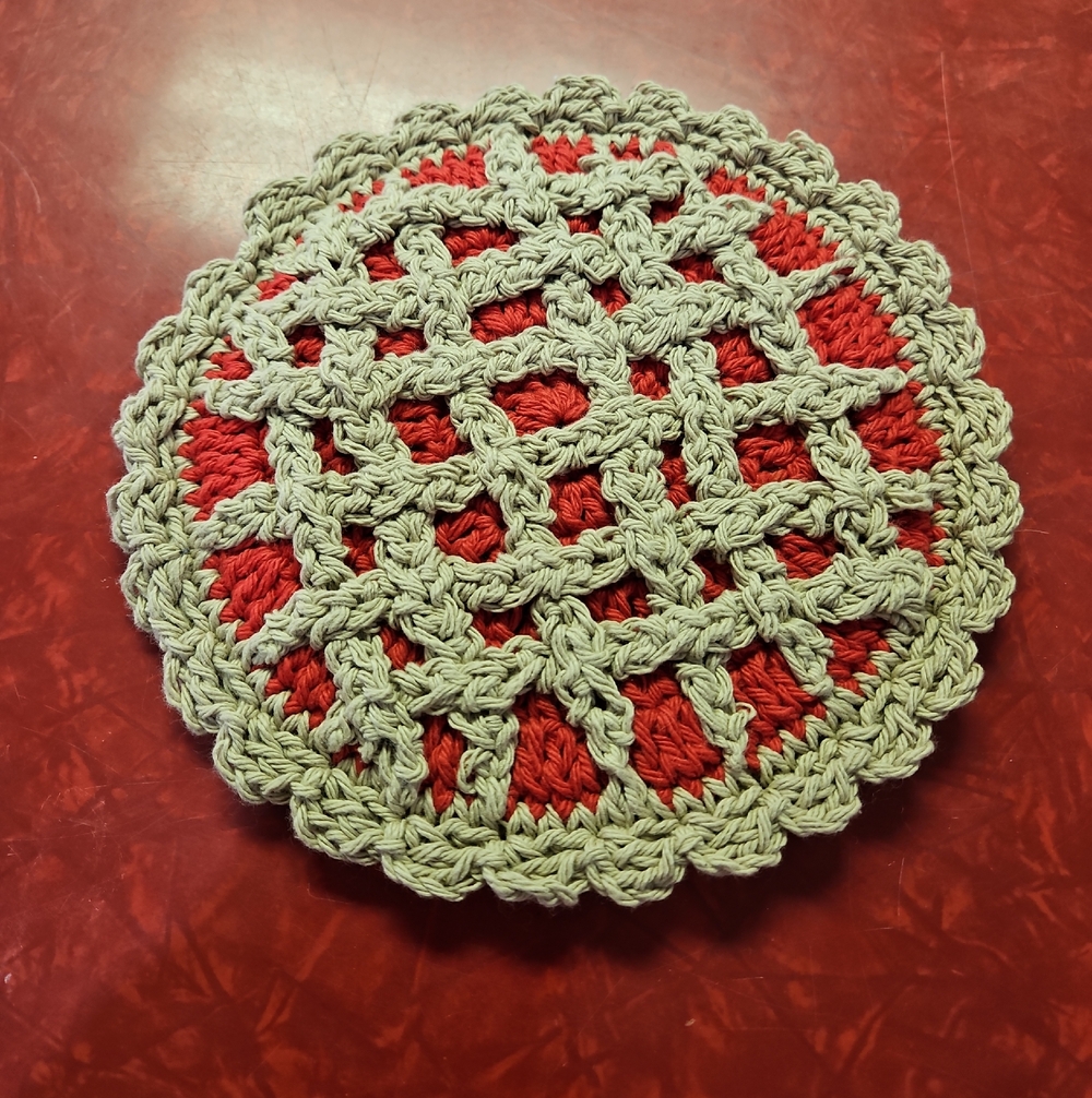 Hand-Crocheted 8 1/2" Cherry Pie Hot Pad